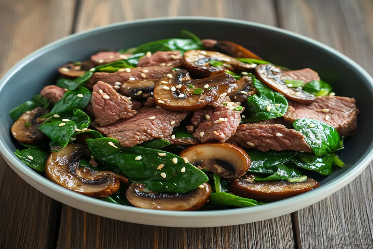 Keto Beef and Mushroom Stir-Fry with Spinach
