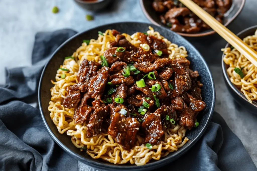 Honey Soy Crispy Beef and Noodles
